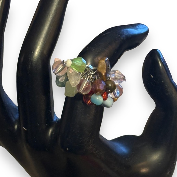 Vintage adjustable cluster bead ring - Picture 2 of 7